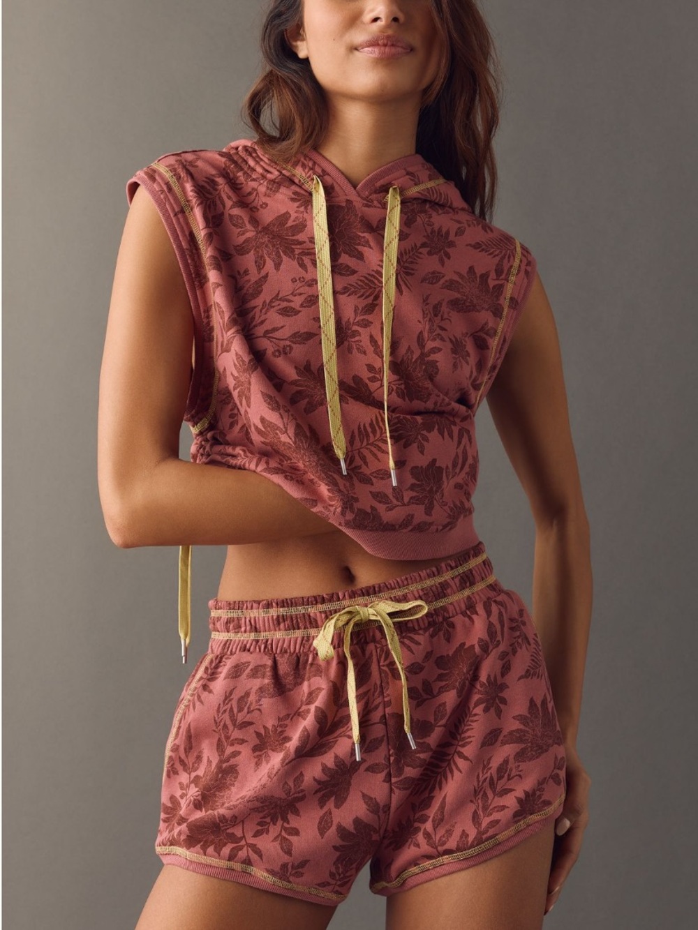 Daily Practice by Anthropologie Adventure Top Dark Red Floral Pattern M NWT